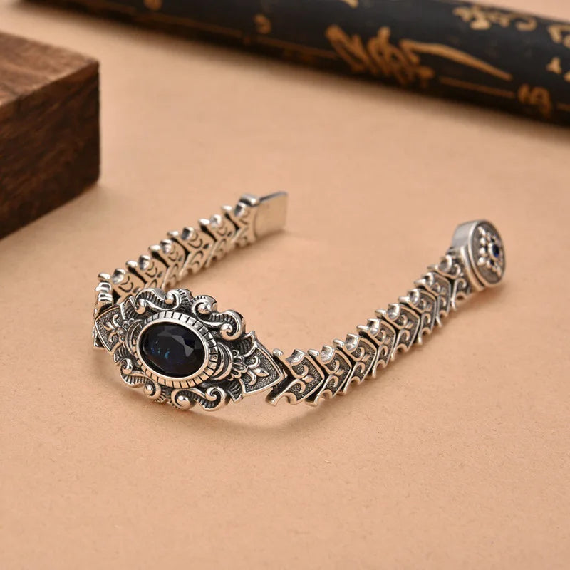 New European and American Style S925 Sterling Silver  Pattern Fashion Bracelet Men's High-end Gift Temperament Versatile Jewelry