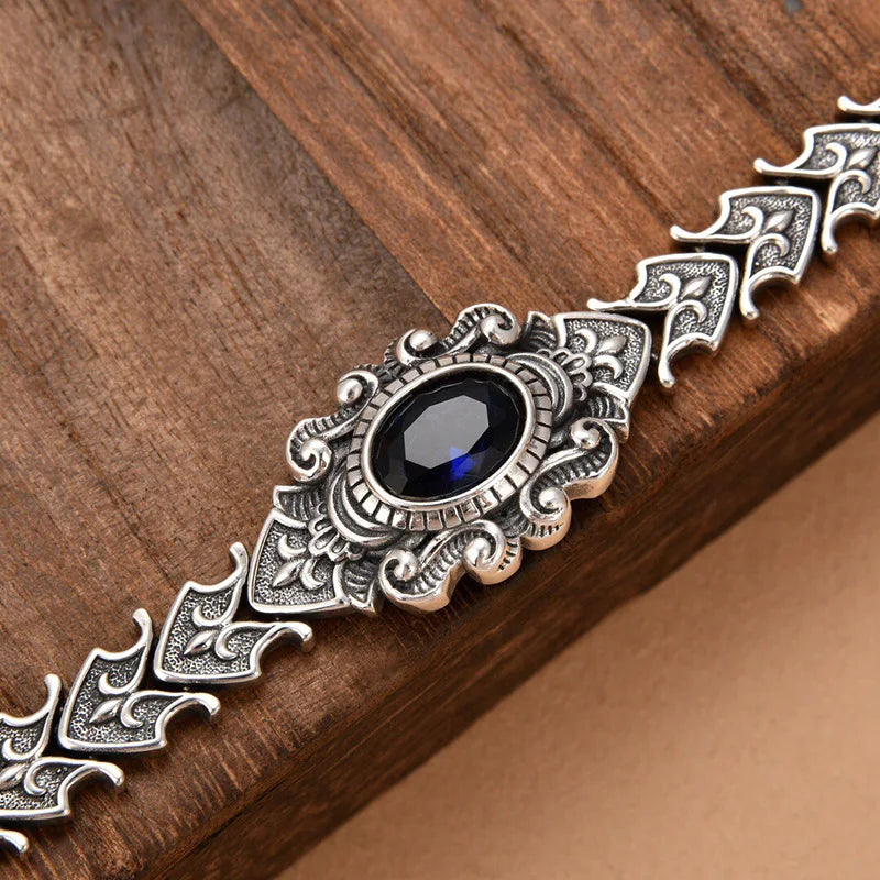 New European and American Style S925 Sterling Silver  Pattern Fashion Bracelet Men's High-end Gift Temperament Versatile Jewelry